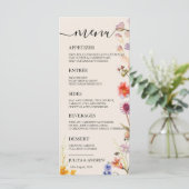 Boho Wildblume Wedding Menu Karte (Stehend Vorderseite)