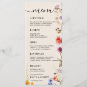 Boho Wildblume Wedding Menu Karte (Vorderseite)