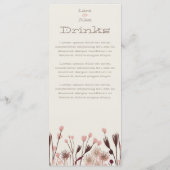 Boho Wildblume Wedding Menu Menükarte (Rückseite)