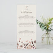 Boho Wildblume Wedding Menu Menükarte (Stehend Vorderseite)