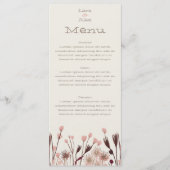 Boho Wildblume Wedding Menu Menükarte (Vorderseite)