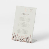 Boho Wildblume Wedding Menu Sockelschild (Vorderseite)