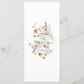Boho Wildblume Wedding Menükarte (Rückseite)