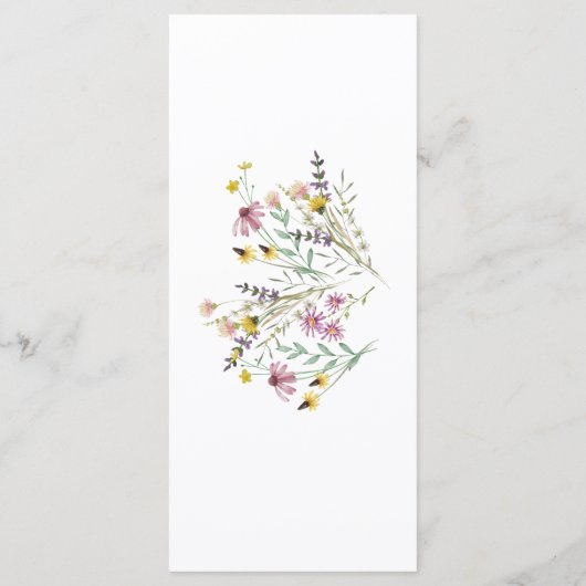 Boho Wildblume Wedding Menükarte (Rückseite)