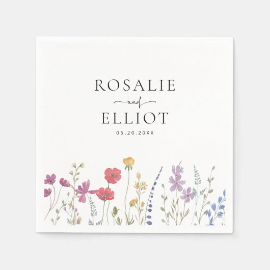 Boho Wildblume Wedding Napkins Serviette (Vorderseite)