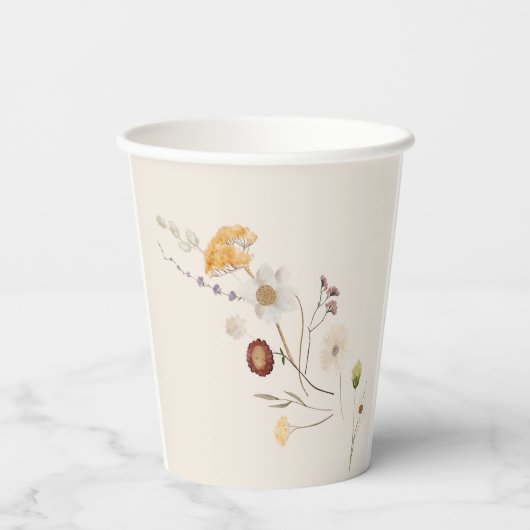 Boho Wildblume Wedding Paper Cups Pappbecher (Rückseite)