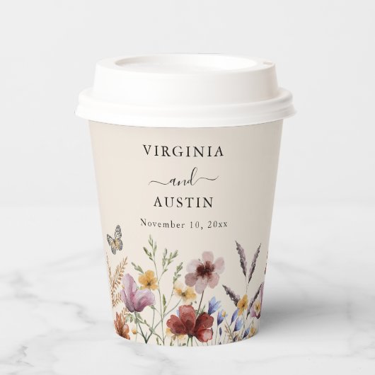 Boho Wildblume Wedding Pappbecher (Vorderseite)