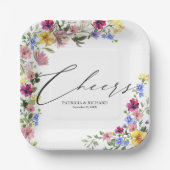 Boho Wildblume Wedding Pappteller (Vorderseite)