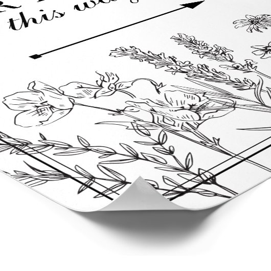 Boho Wildblume Wedding Parking Direction Sign Poster (Ecke)