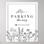Boho Wildblume Wedding Parking Direction Sign Poster (Vorne)