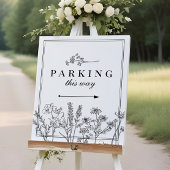 Boho Wildblume Wedding Parking Direction Sign Poster