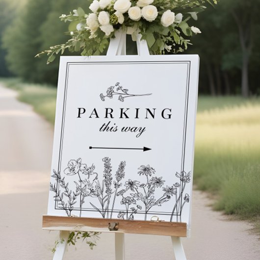 Boho Wildblume Wedding Parking Direction Sign Poster