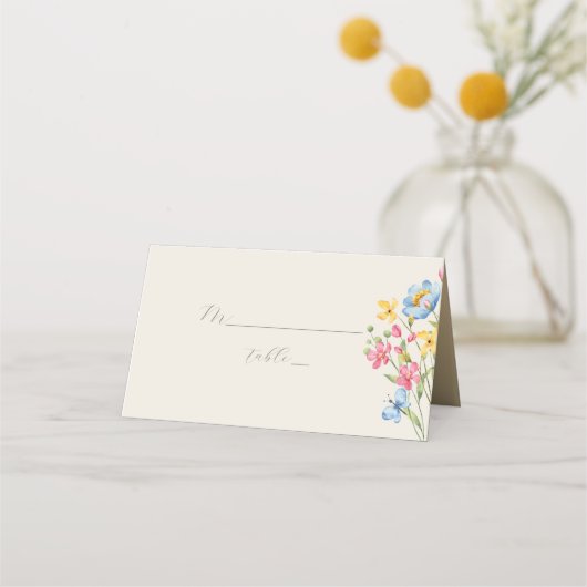 Boho Wildblume Wedding Platzkarte (Vorderseite)