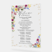 Boho Wildblume Wedding Program Acrylschild (Winkel)