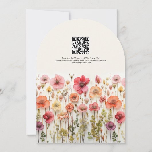 Boho Wildblume Wedding QR Code Arch Einladung (Rückseite)