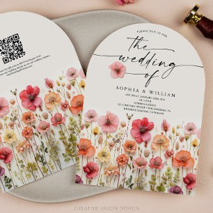 Boho Wildblume Wedding QR Code Arch Einladung