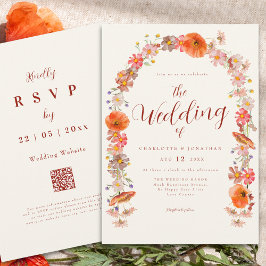 Boho Wildblume Wedding QR Code Einladung