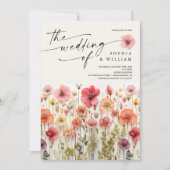 Boho Wildblume Wedding QR Code Einladung (Vorderseite)