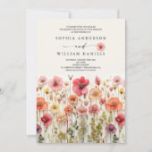 Boho Wildblume Wedding QR Code Einladung (Vorderseite)