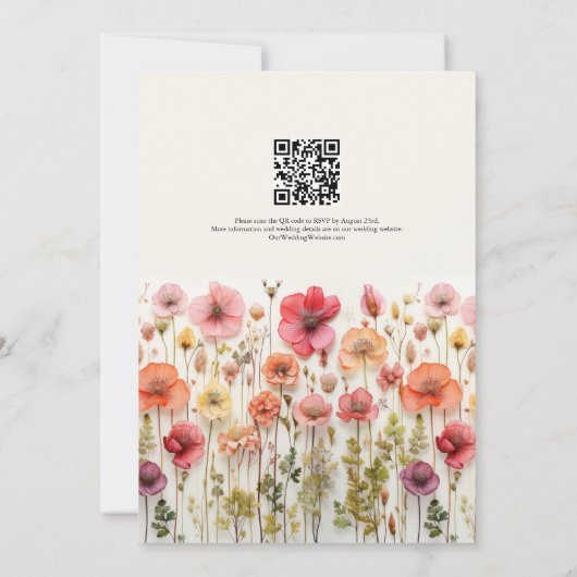 Boho Wildblume Wedding QR Code Einladung (Rückseite)