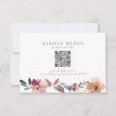 Boho Wildblume Wedding QR Code RSVP Card (Vorderseite)