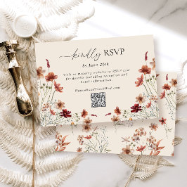 Boho Wildblume Wedding QR Code RSVP Karte