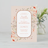 Boho Wildblume Wedding Rose Gold Folieneinladung (Stehend vorne)