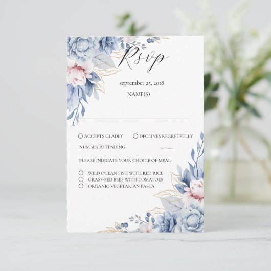 Boho Wildblume Wedding RSVP (Stehend Vorderseite)