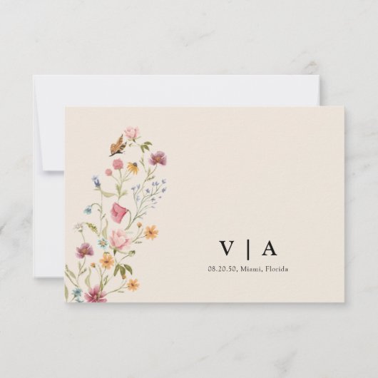 Boho Wildblume Wedding RSVP Card (Rückseite)