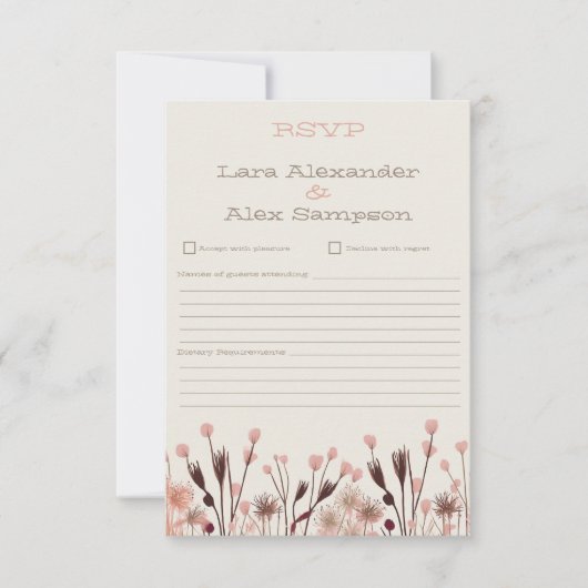 Boho Wildblume Wedding RSVP Card (Vorderseite)