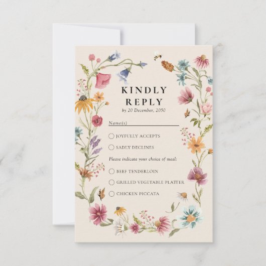 Boho Wildblume Wedding RSVP Card (Vorderseite)