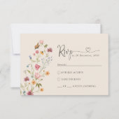 Boho Wildblume Wedding RSVP Card Karte (Vorderseite)