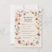 Boho Wildblume Wedding RSVP Card Karte (Vorderseite)