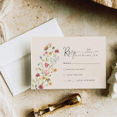 Boho Wildblume Wedding RSVP Card Karte