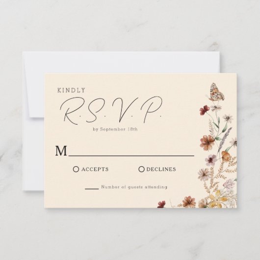 Boho Wildblume Wedding RSVP Karte (Vorderseite)