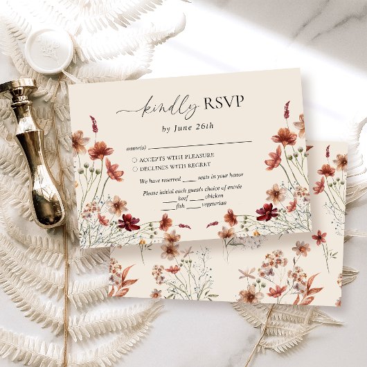 Boho Wildblume Wedding RSVP Karte
