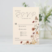 Boho Wildblume Wedding RSVP Karte (Stehend Vorderseite)