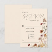 Boho Wildblume Wedding RSVP Karte (Vorne/Hinten)