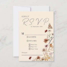 Boho Wildblume Wedding RSVP Karte