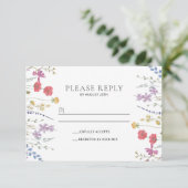 Boho Wildblume Wedding RSVP Postcard Dankeskarte (Stehend Vorderseite)