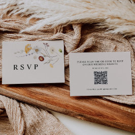 Boho Wildblume Wedding RSVP QR Code Card Mitteilungskarte