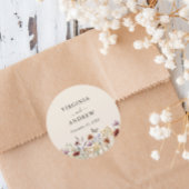 Boho Wildblume Wedding Runder Aufkleber
