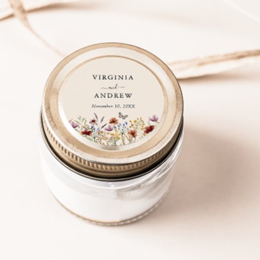 Boho Wildblume Wedding Runder Aufkleber