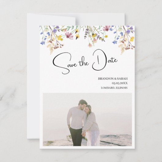 Boho Wildblume Wedding Save The Date (Vorderseite)