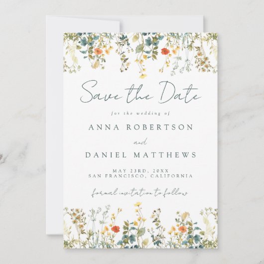 Boho Wildblume Wedding Save The Date (Vorderseite)