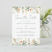 Boho Wildblume Wedding Save The Date (Stehend Vorderseite)