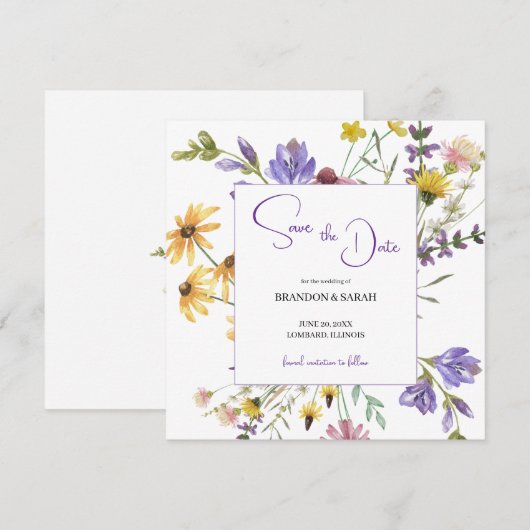Boho Wildblume Wedding Save The Date (Vorne/Hinten)