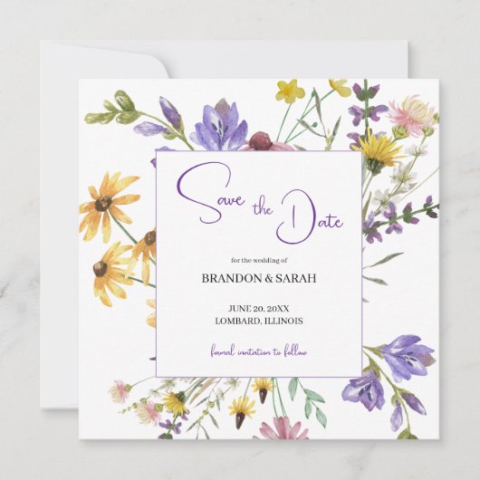 Boho Wildblume Wedding Save The Date (Vorderseite)