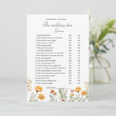 Boho Wildblume Wedding Schuh Party Game Card Ankündigung (Stehend Vorderseite)