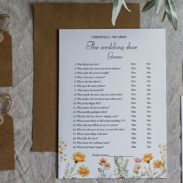 Boho Wildblume Wedding Schuh Party Game Card Ankündigung